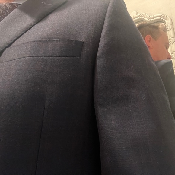 Navy Zegna 40 Regular Suit With Subtle Red Plaid - Picture 3 of 16